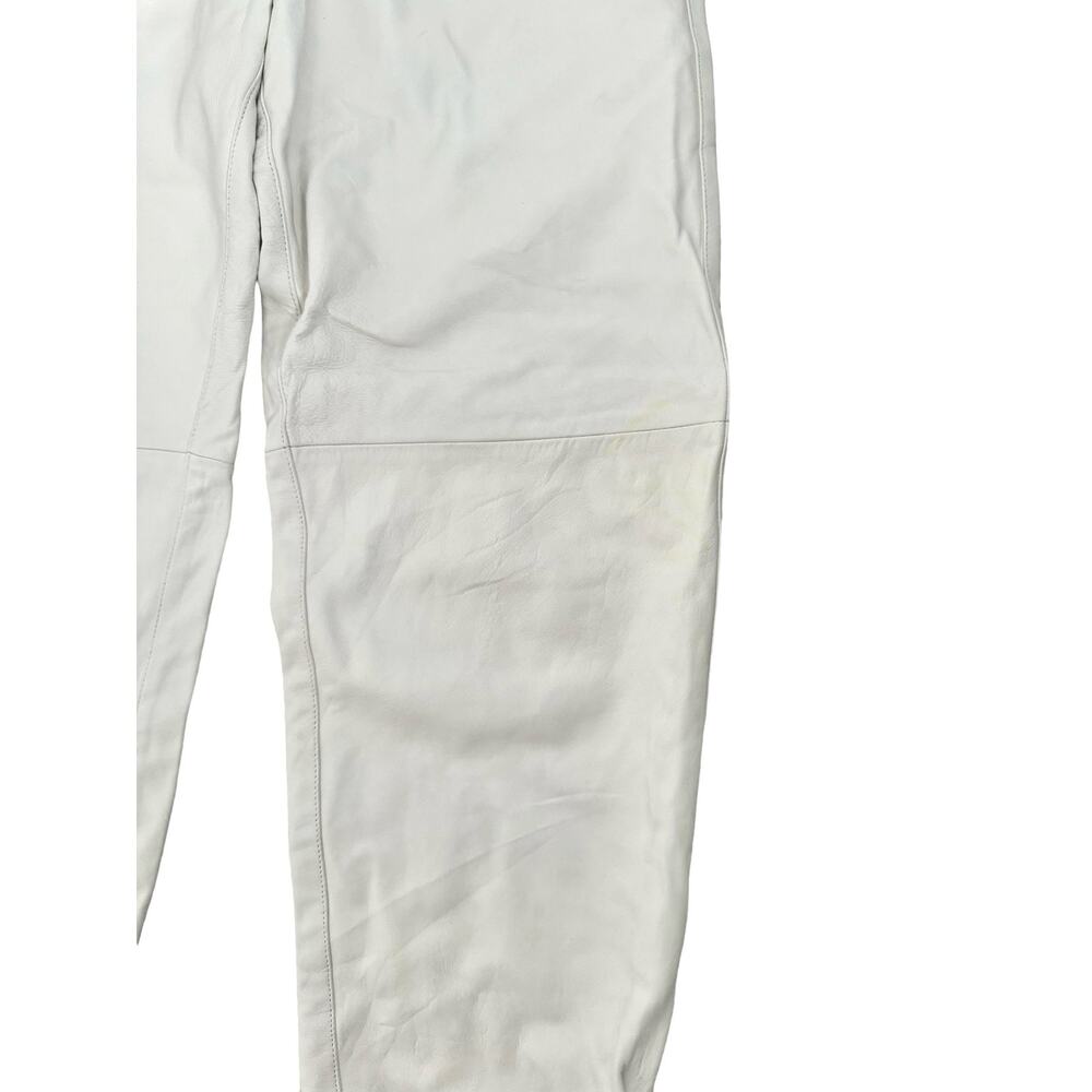 Longchamp White Italian Lamb Leather Pants Tapered Joggers High Rise Pants Sz 36 - Picture 4 of 15